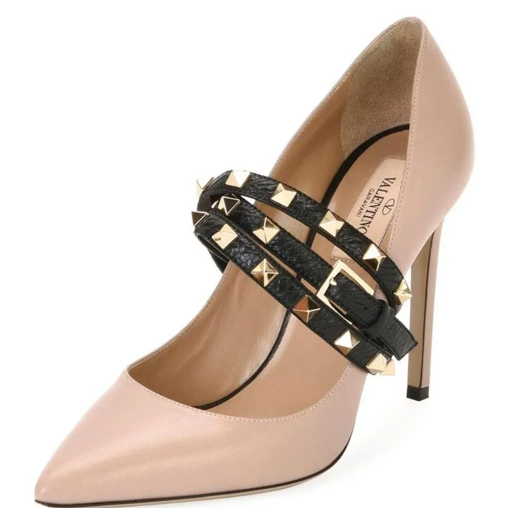 Valentino Rock Studded Ankle Crisscross Heels - Picture 11 of 12